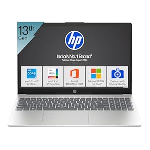HP 15, 13th Gen Intel Core i5-1334U, 16GB DDR4, 512GB SSD, (Win 11, Office 24, Silver, 1.59kg), Anti-Glare, 15.6-inch(39.6cm) FHD Laptop, Iris Xe Graphics, FHD Camera, Backlit KB, fd0467tu