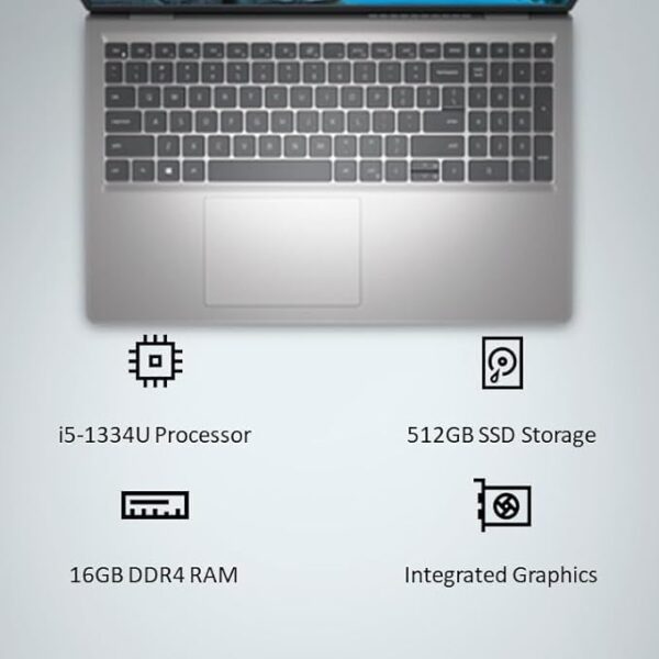 Dell Inspiron 3530 Laptop, 13th Gen Intel Core i5-1334U Processor, 16GB, 512GB SSD, 15.6"(39.62cm) FHD 120Hz 250 nits, Backlit KB, Windows 11 + Mso'21 & 15 Month McAfee, Silver, Thin & Light- 1.62kg - Image 2