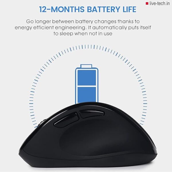 Live Tech Art Ergonomic USB Mouse, Unique 56° (Degree) Vertical Wireless Mouse - 2.4GHz Optical Vertical Mice 6D with 3 DPI Modes - Image 6