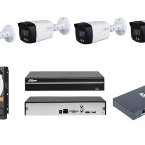 DAHUA 4MP IP Full-Colour with Audio(Built in Mice) Colour Vision in Night Camera Full Set with 4Nos Outdoor Bullete Camera,8 Channel NVR,8 Port POE Switch,2TB Hard Disk