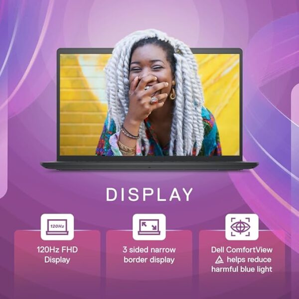Dell Inspiron 3520 Laptop, Intel Core 12th Gen i5-1235U Processor, 8GB RAM, 512GB SSD, 15.6" (39.62cm) FHD AG 120Hz 250 Nits Display, Win 11 + MSO'21, 15 Month McAfee, Black,1.82kg - Image 3