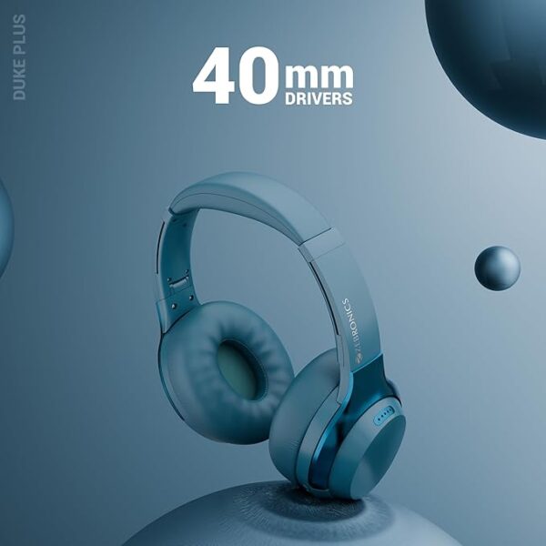ZEBRONICS Duke Plus, Wireless Over Ear Headphone with ANC, ENC, Gaming Mode, Dual Pairing, Rapid Charge, Upto 70* Hours Backup, Bluetooth v5.4, AUX, Comfortable Earcushion, Deep Bass (Blue) - Image 5
