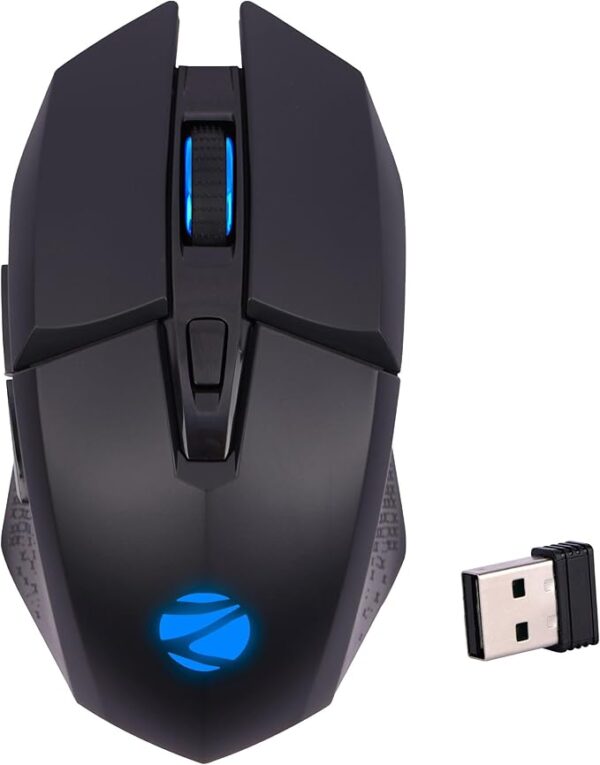 ZEBRONICS Shark Lite Wireless Gaming Mouse with 4600DPI, Comfortable & Ergonomic Design, RGB LED Lights, 6 Buttons, in-Built Rechargeable Battery, Power & LED ON/Off Switch