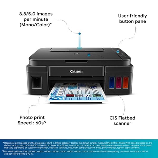 Canon PIXMA MegaTank G3000 All in One WiFi Inktank Colour Printer with 2 Additional Black Ink Bottles - Image 5
