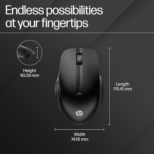 HP 430 Multi-Device Bluetooth Wireless Mouse with 4 Programmable Buttons/ 800 DPI - 4000 DPI/Fast Scrolling/Compatibility to Windows, macOS, Chrome OS/Black, 3 Years Warranty - Image 3
