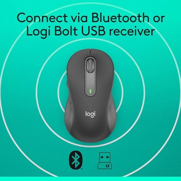 Logitech Signature M650 Wireless Mouse - for Small to Medium Sized Hands, 2-Year Battery, Silent Clicks, Customisable Side Buttons, Bluetooth, for PC/Mac/Multi-Device/Chromebook -Graphite - Image 6