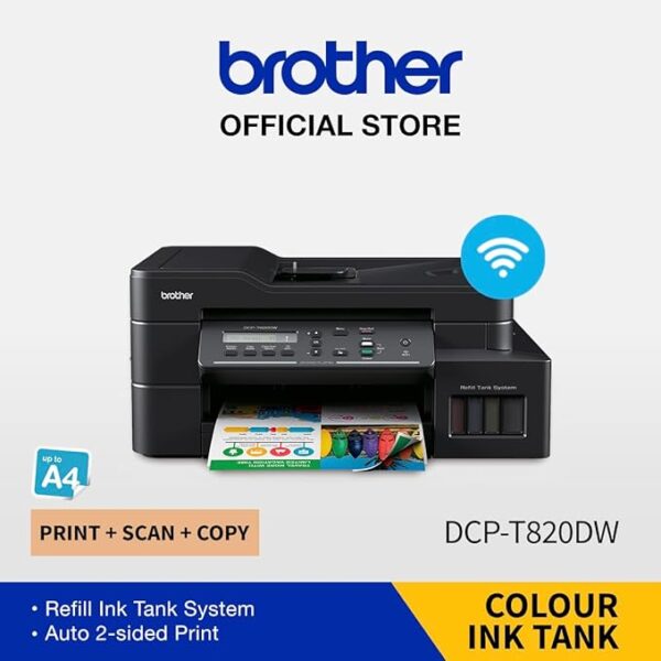 Brother DCP-T820DW Printer - Auto Duplex Printing, Print, Scan, Copy, ADF, WiFi/LAN/USB, Print Up To 15K Pages In Black And 5K In Color Each For (CMY), Get An Extra Black Ink Bottle, Free Installation - Image 6