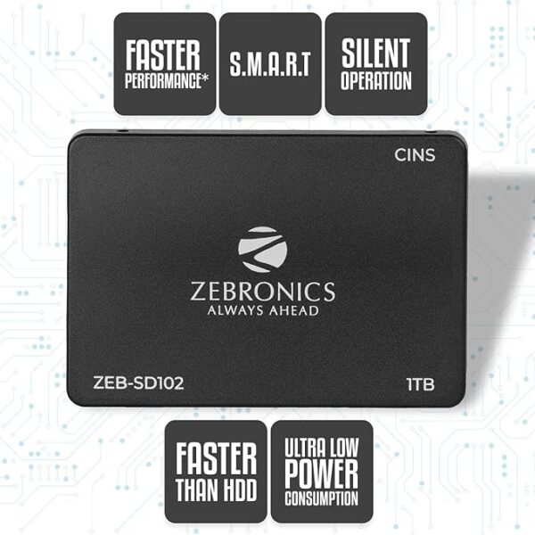 ZEBRONICS SD102 2.5" 1TB SSD, SATA III, 550MB/s Data Speed, Ultra Low Power, Silent Operation, S.M.A.R.T. Technology and Thermal Management - Image 4