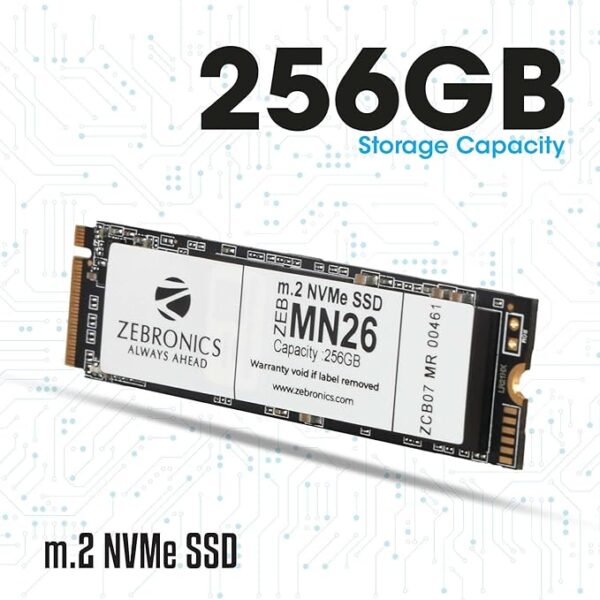 ZEBRONICS ZEB-MN26 256GB M.2 NVMe Solid State Drive (SSD), with 1900MB/s Read Speed, PCIe Gen 3.0, Next Level Performance, Ultra Low Power Consumption, Thermal Management and Silent Operation. - Image 2