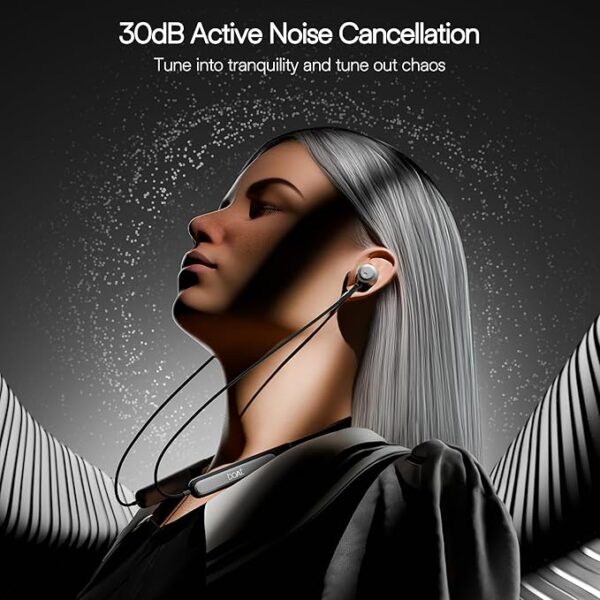 boAt Rockerz 210 ANC Bluetooth in Ear Neckband w/Spatial Audio, 30dB ANC, AI-ENx Technology, 40hrs Playback, EQ Modes, 13 mm Drivers, Dual Pairing & Fast Pair(Onyx Black) - Image 4