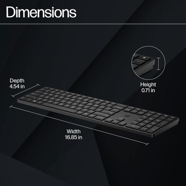 HP 450 Programmable Wireless, Full Size; 3-Zone Layout Keyboard, 2.4 Ghz Wireless Connection, Compatible with Pcs with Available USB-A Port, Black - Image 9