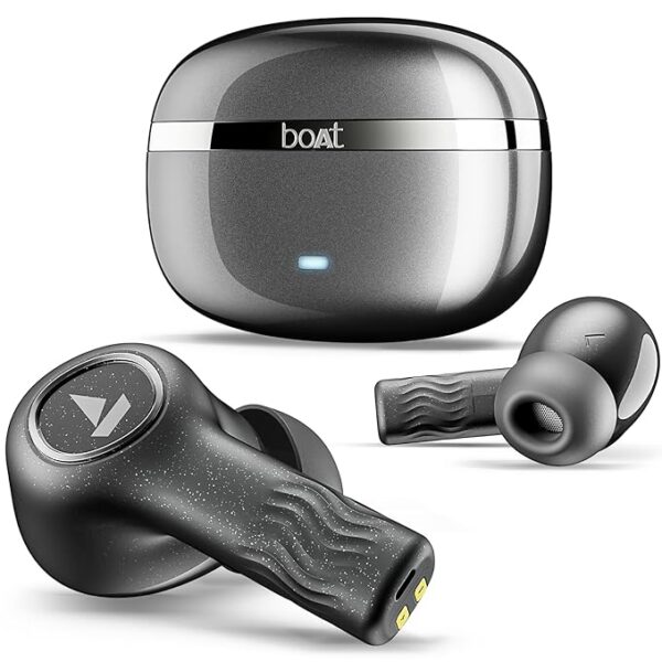 boAt Nirvana Iris Truly Wireless in Ear Ear Buds w/Up to 32 dB Active Noise Cancellation,120 Hrs Playback,Crystal Bionic Sound Powered by HiFi,Beast Mode,ENx Tech,Hearables App(Crystal Black)
