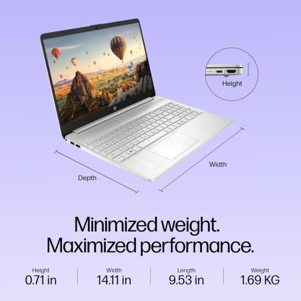 HP 15s, 12th Gen Intel Core i3-1215U, 8GB DDR4, 512GB SSD, (Win 11, Office 21, Silver, 1.69kg) Anti-glare, Micro-edge, 15.6-inch(39.6cm) FHD laptop, Intel UHD Graphics, HD camera, Backlit KB, fq5327tu - Image 5