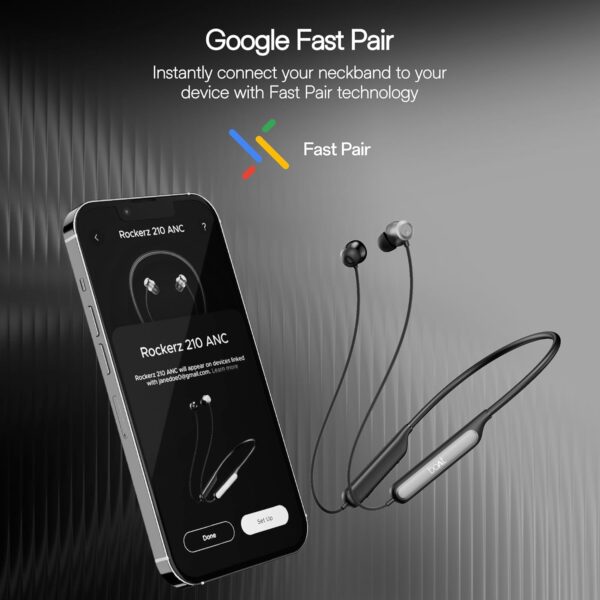 boAt Rockerz 210 ANC Bluetooth in Ear Neckband w/Spatial Audio, 30dB ANC, AI-ENx Technology, 40hrs Playback, EQ Modes, 13 mm Drivers, Dual Pairing & Fast Pair(Onyx Black) - Image 11