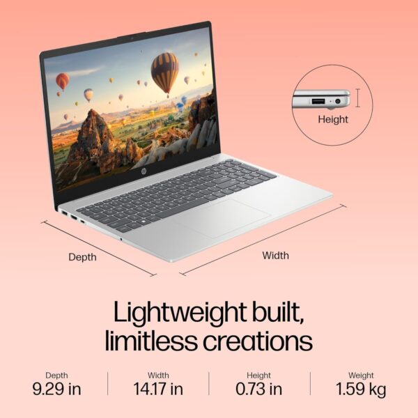HP 15, 13th Gen Intel Core i5-1334U, 16GB DDR4, 512GB SSD, (Win 11, Office 21, Silver, 1.59kg), Anti-Glare, 15.6-inch(39.6cm) FHD Laptop, Iris Xe Graphics, FHD Camera, Backlit KB, fd0316TU/fd0315TU - Image 5