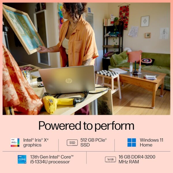 HP 15, 13th Gen Intel Core i5-1334U, 16GB DDR4, 512GB SSD, (Win 11, Office 21, Silver, 1.59kg), Anti-Glare, 15.6-inch(39.6cm) FHD Laptop, Iris Xe Graphics, FHD Camera, Backlit KB, fd0316TU/fd0315TU - Image 9