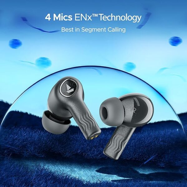 boAt Nirvana Iris Truly Wireless in Ear Ear Buds w/Up to 32 dB Active Noise Cancellation,120 Hrs Playback,Crystal Bionic Sound Powered by HiFi,Beast Mode,ENx Tech,Hearables App(Crystal Black) - Image 5