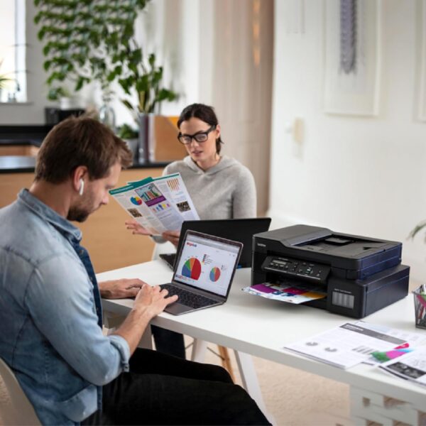 Brother DCP-T820DW Printer - Auto Duplex Printing, Print, Scan, Copy, ADF, WiFi/LAN/USB, Print Up To 15K Pages In Black And 5K In Color Each For (CMY), Get An Extra Black Ink Bottle, Free Installation - Image 2