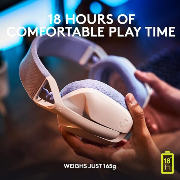 Logitech G435 Lightspeed and Bluetooth Wireless Over Ear Gaming Headphones - Lightweight with Dual mics, 18h Battery, Compatible with Dolby Atmos, PC, PS4, PS5, Mobile - White - Image 6