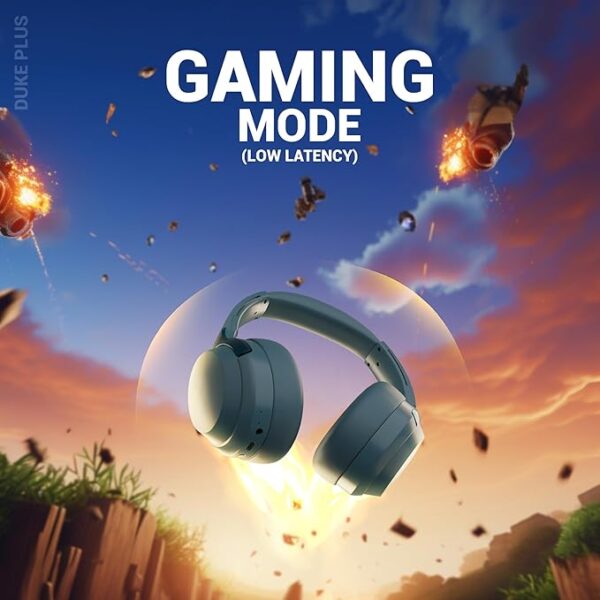 ZEBRONICS Duke Plus, Wireless Over Ear Headphone with ANC, ENC, Gaming Mode, Dual Pairing, Rapid Charge, Upto 70* Hours Backup, Bluetooth v5.4, AUX, Comfortable Earcushion, Deep Bass (Blue) - Image 6