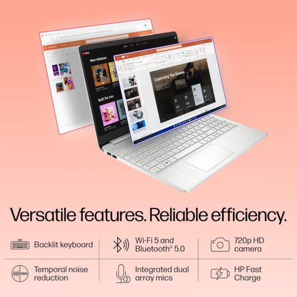 HP 15s Intel Core i5 12th Gen (16GB DDR4 RAM/ 512 GB NVMe M.2 SSD/Windows 11 / MS Office'2021 / FHD 15.6" (39.6 cm) + Backlit Keyboard/Silver / 1.69 kg/Dual Speakers) fq5330TU / Laptop - Image 9