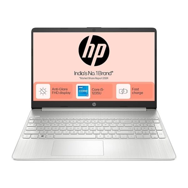 HP 15s Intel Core i5 12th Gen (16GB DDR4 RAM/ 512 GB NVMe M.2 SSD/Windows 11 / MS Office'2021 / FHD 15.6" (39.6 cm) + Backlit Keyboard/Silver / 1.69 kg/Dual Speakers) fq5330TU / Laptop