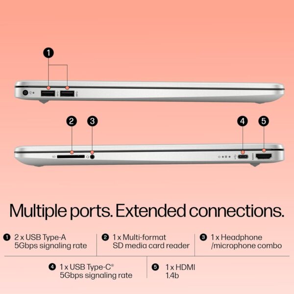 HP 15s Intel Core i5 12th Gen (16GB DDR4 RAM/ 512 GB NVMe M.2 SSD/Windows 11 / MS Office'2021 / FHD 15.6" (39.6 cm) + Backlit Keyboard/Silver / 1.69 kg/Dual Speakers) fq5330TU / Laptop - Image 5