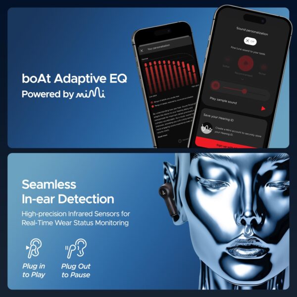 boAt Nirvana Iris Truly Wireless in Ear Ear Buds w/Up to 32 dB Active Noise Cancellation,120 Hrs Playback,Crystal Bionic Sound Powered by HiFi,Beast Mode,ENx Tech,Hearables App(Crystal Black) - Image 4