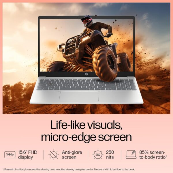 HP 15, 13th Gen Intel Core i5-1334U, 16GB DDR4, 512GB SSD, (Win 11, Office 21, Silver, 1.59kg), Anti-Glare, 15.6-inch(39.6cm) FHD Laptop, Iris Xe Graphics, FHD Camera, Backlit KB, fd0316TU/fd0315TU - Image 7