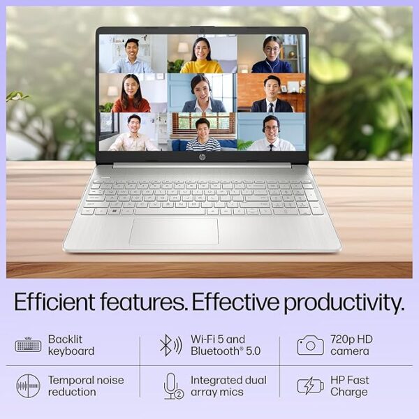 HP 15s, 12th Gen Intel Core i3-1215U, 8GB DDR4, 512GB SSD, (Win 11, Office 21, Silver, 1.69kg) Anti-glare, Micro-edge, 15.6-inch(39.6cm) FHD laptop, Intel UHD Graphics, HD camera, Backlit KB, fq5327tu - Image 7