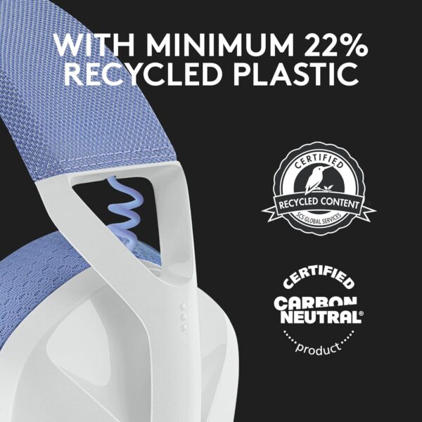 Logitech G435 Lightspeed and Bluetooth Wireless Over Ear Gaming Headphones - Lightweight with Dual mics, 18h Battery, Compatible with Dolby Atmos, PC, PS4, PS5, Mobile - White - Image 7