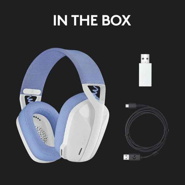 Logitech G435 Lightspeed and Bluetooth Wireless Over Ear Gaming Headphones - Lightweight with Dual mics, 18h Battery, Compatible with Dolby Atmos, PC, PS4, PS5, Mobile - White - Image 9
