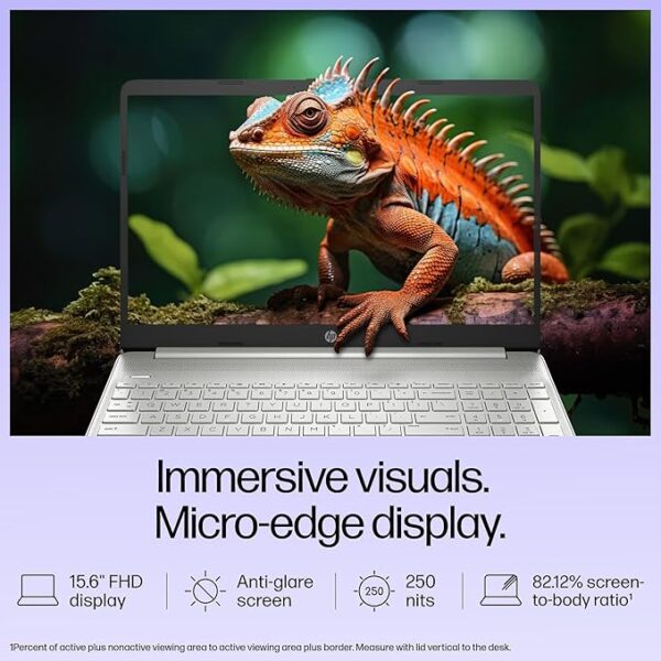 HP 15s, 12th Gen Intel Core i3-1215U, 8GB DDR4, 512GB SSD, (Win 11, Office 21, Silver, 1.69kg) Anti-glare, Micro-edge, 15.6-inch(39.6cm) FHD laptop, Intel UHD Graphics, HD camera, Backlit KB, fq5327tu - Image 6