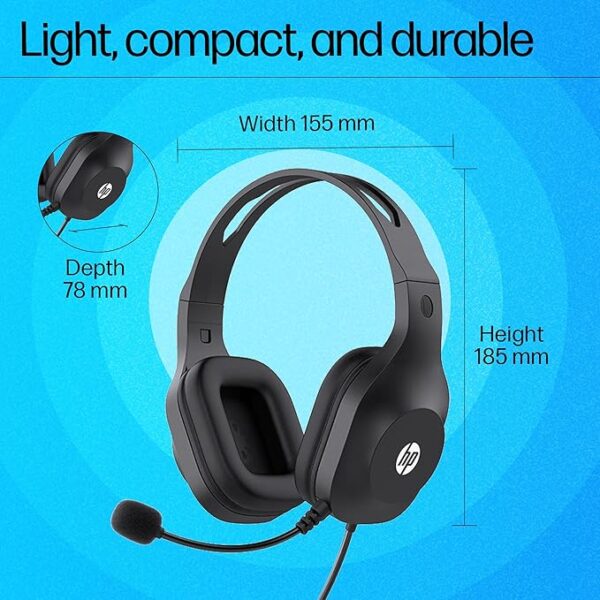 HP H120 Stereo USB On Ear Headset, Plug-and-Play USB-A, Built-in Noise-Canceling Mic, Adjustable Head Strap, Padded Ear Cushions, 360-Degree Bendable Mic, 1-Year Limited Warranty, Black, 9Z4V9Aa - Image 2