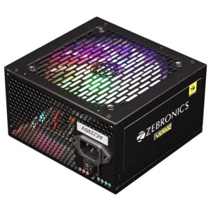 ZEBRONICS VS700Z, Premium Power Supply, Silent 120mm RGB Fan, Long Flat Cables, 12V 52A, PCIe x 1, MOLEX x 2, SATA x 4, 8 Pin PCIe, Over Voltage | Over Current | Short Circuit Protection (Black)