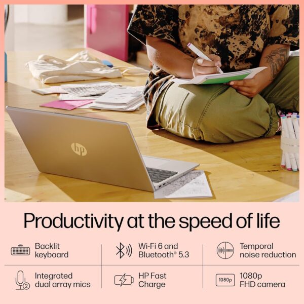 HP 15, 13th Gen Intel Core i5-1334U, 16GB DDR4, 512GB SSD, (Win 11, Office 21, Silver, 1.59kg), Anti-Glare, 15.6-inch(39.6cm) FHD Laptop, Iris Xe Graphics, FHD Camera, Backlit KB, fd0316TU/fd0315TU - Image 8
