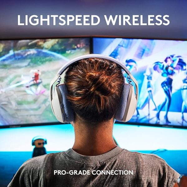 Logitech G435 Lightspeed and Bluetooth Wireless Over Ear Gaming Headphones - Lightweight with Dual mics, 18h Battery, Compatible with Dolby Atmos, PC, PS4, PS5, Mobile - White - Image 2