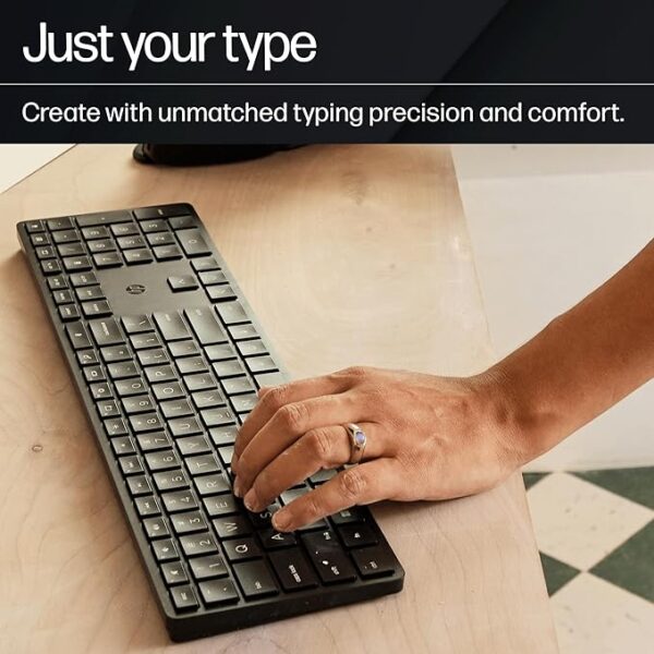 HP 450 Programmable Wireless, Full Size; 3-Zone Layout Keyboard, 2.4 Ghz Wireless Connection, Compatible with Pcs with Available USB-A Port, Black - Image 2