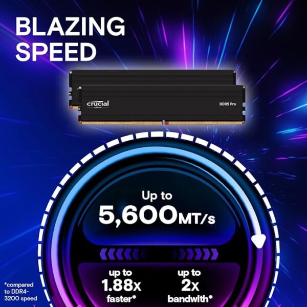 Crucial Pro RAM 32GB Kit (2x16GB) DDR5 5600MT/s (or 5200MT/s or 4800MT/s) Desktop Memory CP2K16G56C46U5 - Image 2