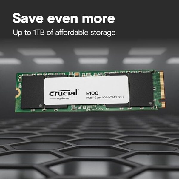 Crucial E100 480GB PCIe Gen4 2280 NVMe M.2 SSD - Image 3