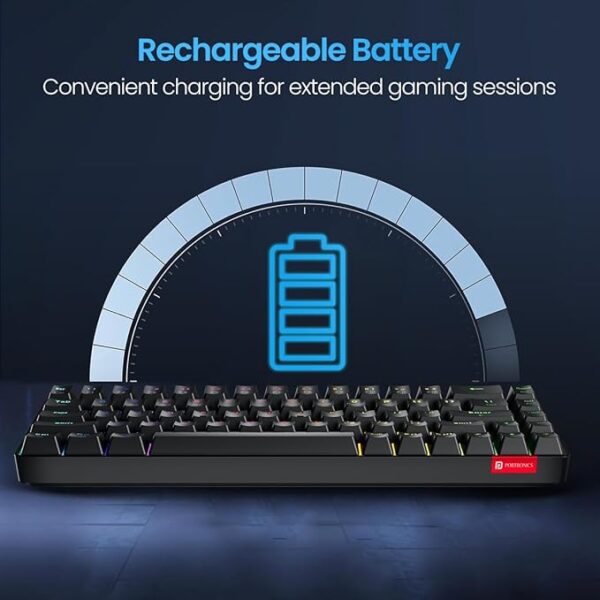 Portronics Hydra 10 Wireless Mechanical Gaming Keyboard with Bluetooth & 2.4 GHz Wireless, Red Switches, Multi-Device Pairing, TKL Compact Size, Multi-Colour Backlight, for Laptop & PC (Black) - Image 4