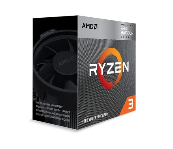 AMD Ryzen 3 4300G Desktop Processor with Integrated Radeon Graphics 7, 4 cores 8 Threads,4 MB L3 Cache Base Clock 3.8GHz Up to 4GHz AM4 Socket System Memory DDR4 Up to 3200 MT/s - 100-10000144BOX