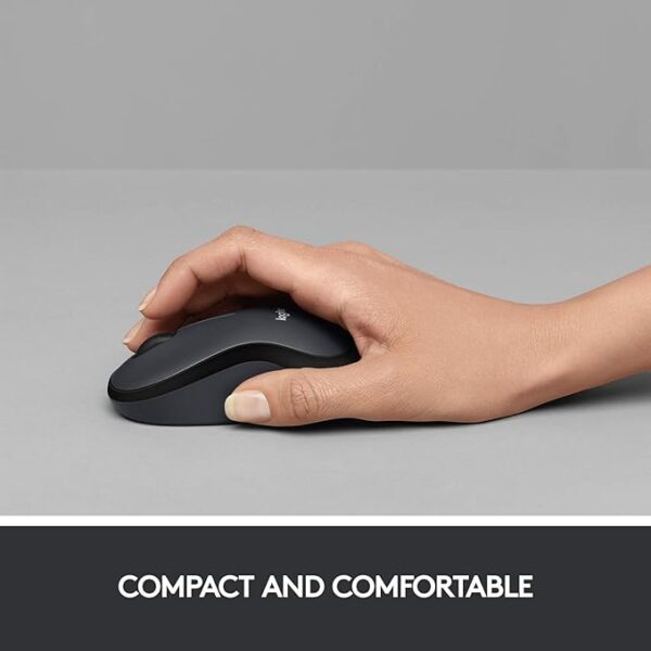 Logitech M221 Wireless Mouse, Silent Buttons, 2.4 GHz with USB Mini Receiver, 1000 DPI Optical Tracking, 18-Month Battery Life, Ambidextrous PC/Mac/Laptop - Black - Image 3