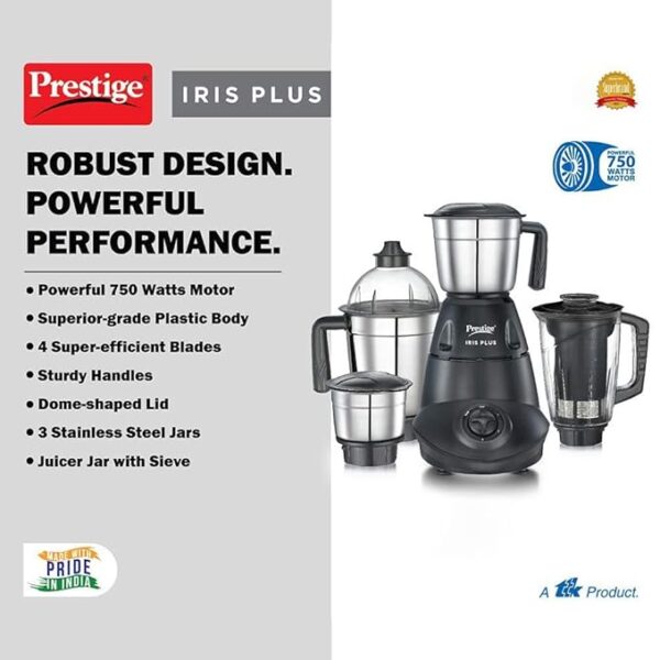 Prestige IRIS Plus 750 watt mixer grinder with Jar - Image 4