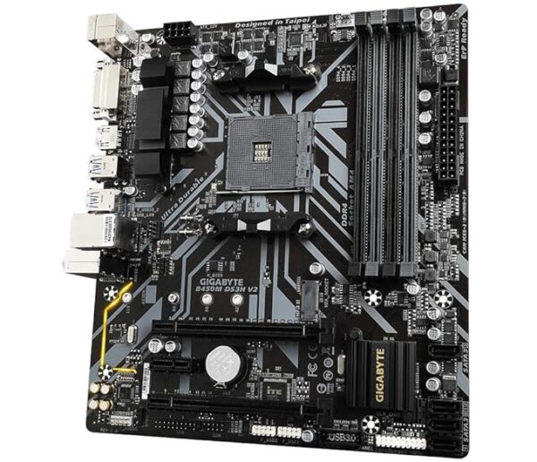 GIGABYTE B450M DS3H V3 (AMD Ryzen AM4/Micro ATX/M.2/HMDI/DVI/USB 3.1/DDR4/Motherboard) - Image 4