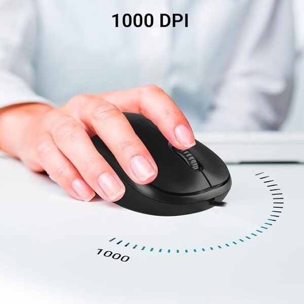 ZEBRONICS Zeb-Comfort Wired USB Mouse, 3-Button, 1000 DPI Optical Sensor, Plug & Play, for Windows/Mac, Black - Image 5
