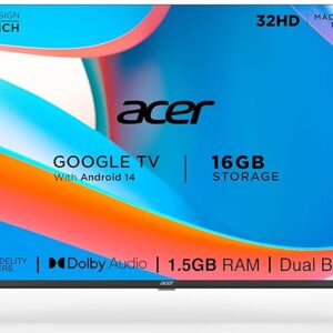 Acer 80 cm (32 inches) I Pro Series HD Ready Smart LED Google TV AR32HDIGU2841AT (Black)