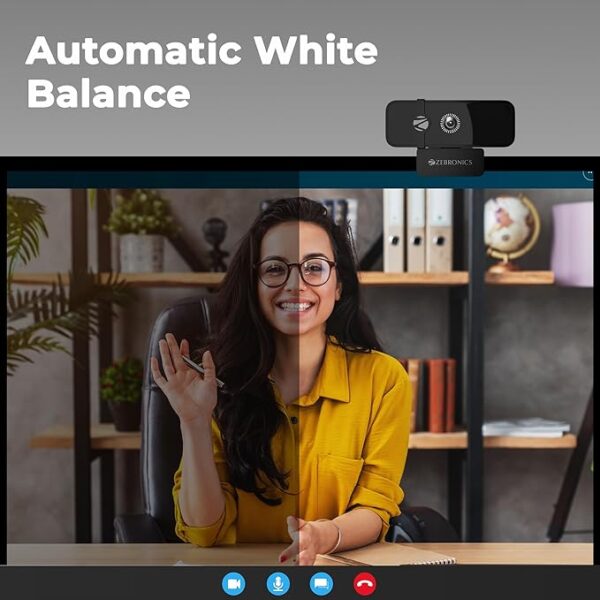 ZEBRONICS Sharp Pro High Resolution Digital Webcam, 30 Fps, 2048 X 1536 Qxga, Microphone, Auto Focus, Dedicated Privacy Shutter, Tripod Support, Compatible with Laptops, Mac for Zoom, Skype, Discord - Image 4
