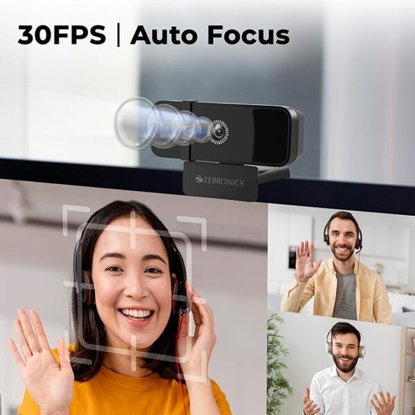 ZEBRONICS Sharp Pro High Resolution Digital Webcam, 30 Fps, 2048 X 1536 Qxga, Microphone, Auto Focus, Dedicated Privacy Shutter, Tripod Support, Compatible with Laptops, Mac for Zoom, Skype, Discord - Image 5