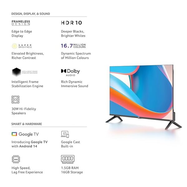 Acer 80 cm (32 inches) I Pro Series HD Ready Smart LED Google TV AR32HDIGU2841AT (Black) - Image 6